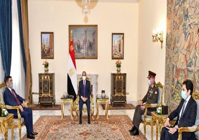 الرئيس السيسي لدى استقبال وزير الدفاع العراقي اليوم