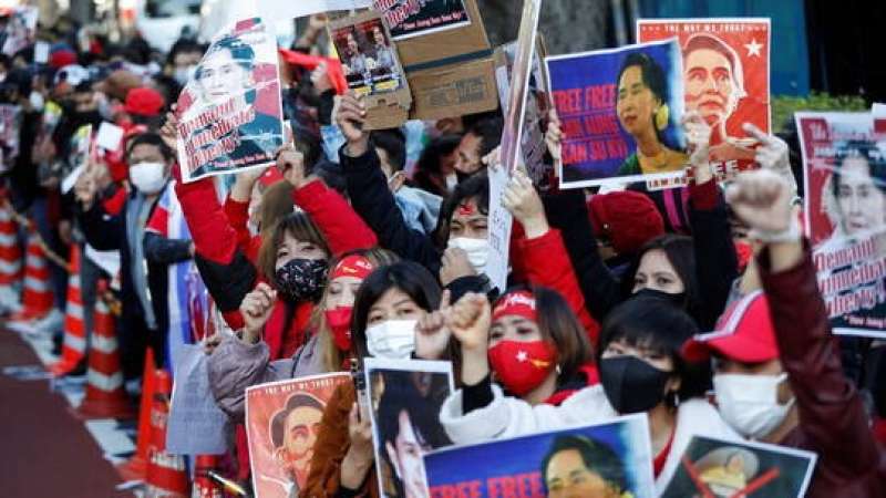تظاهرات أبناء ميانمار في اليابان