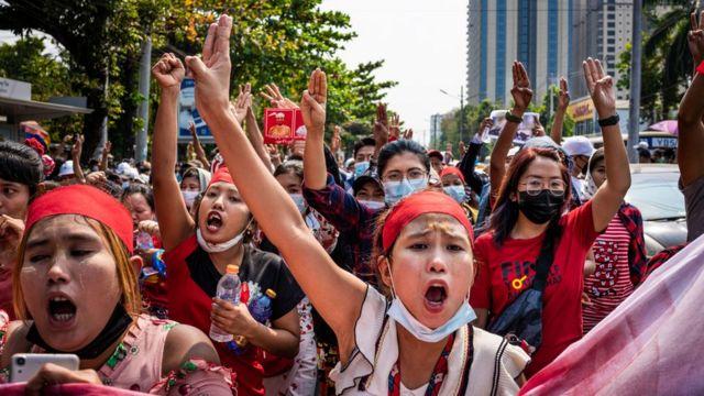 احتجاجات شهدتها ميانمار 