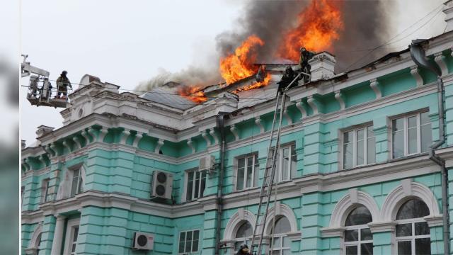 حريق مستشفي فى روسييا