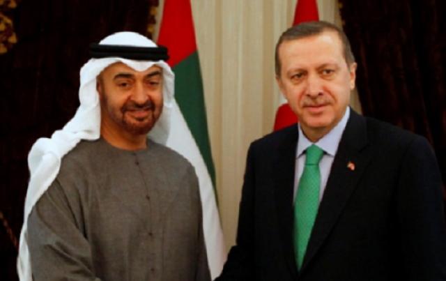 الرئيس التركي رجب طيب أردوغان مع ولي عهد أبوظبي الشيخ محمد بن زايد آل نهيان
