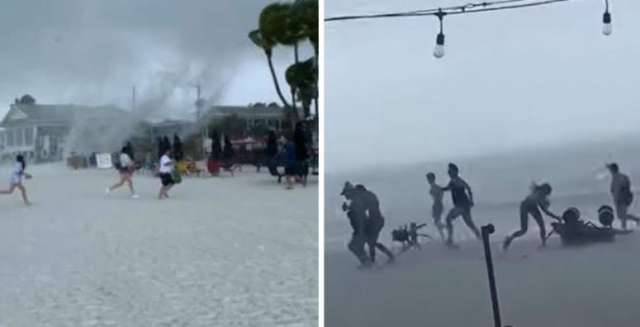 إعصار مفاجئ يبتلع رواد شاطئ فلوريدا.. فيديو