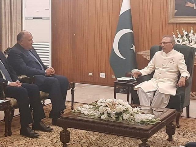 وزير الخارجية يبحث مع الرئيس الباكستاني دعم العلاقات الثنائية