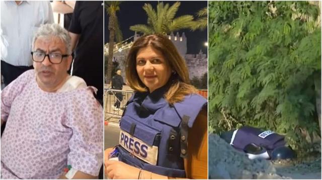 الصحفي علي السمودي والصحفية شيرين أبو عاقلة