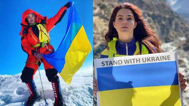 أنتونينا ترفع علم أوكرانيا على قمة إيفرست