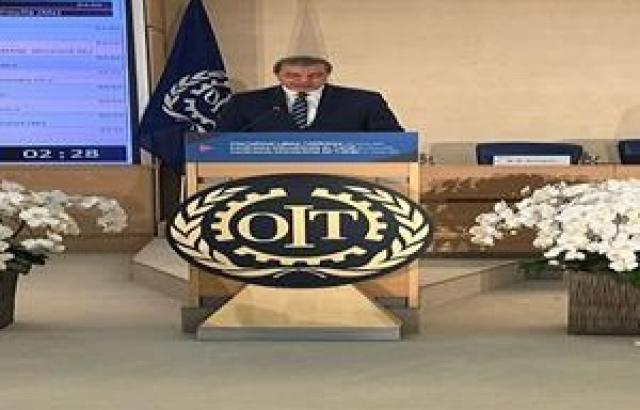 محمد سعفان وزير القوى العاملة يلقى كلمته في مؤتمر العمل الدولي