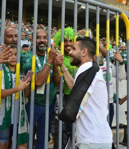 جماهير بورسعيد تستقبل مسعود بحفاوة شديدة في مباراة المصري والجونة
