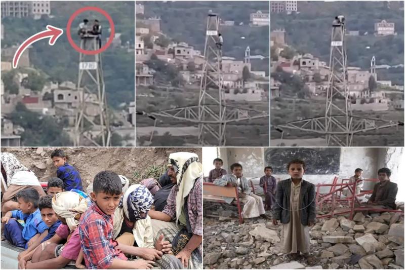 الوجه القبيح للإنسانية.. أطفال اليمن يمرحون مع الموت أعلى الأبراج الكهربائية