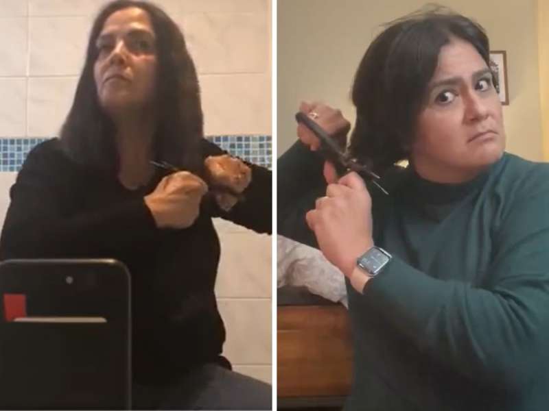 نساء إيرانيات يتخلصن من شعرهن.  المصدر  رويترز