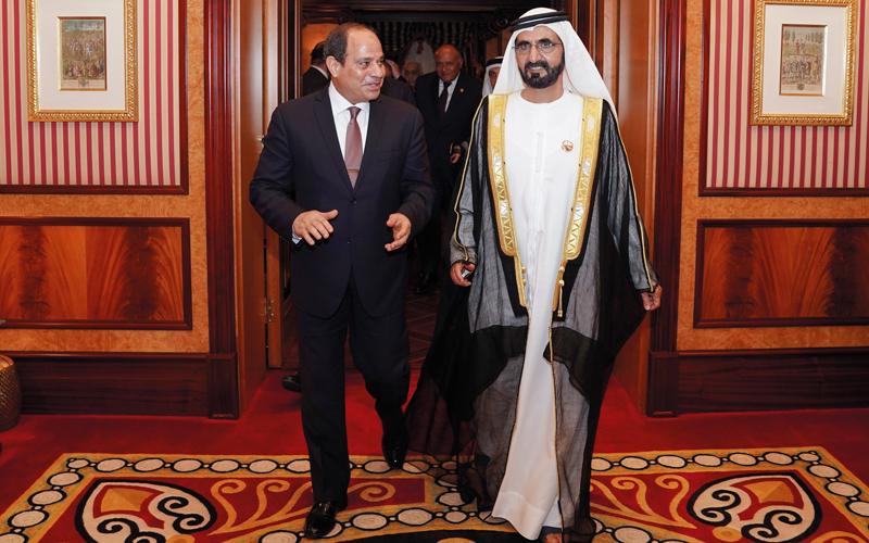 الرئيس السيسي يشيد بجهود الشيخ محمد بن راشد الداعمة لمصر