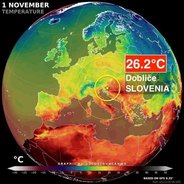 ارتفاع  الحرارة بالقارة الأوروبية _المصدر الهيئة العامة للأرصاد الجوية