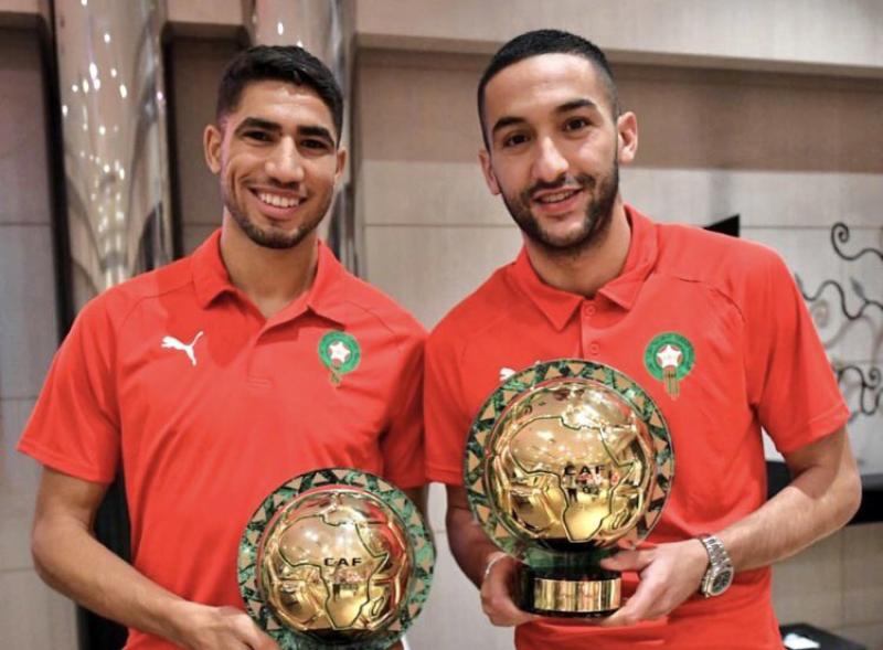 أشرف حكيمي وحكيم زياش لاعبو منتخب المغرب