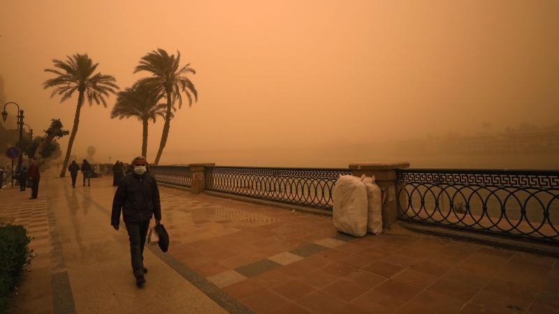 رجل يغطي وجهه بالقرب من نهر النيل بالقاهرة: REUTERS 