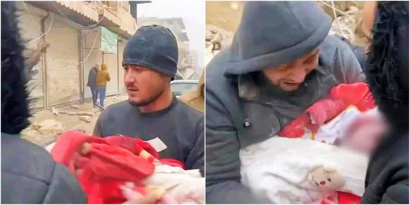 أب مكلوم يودع ابنه في سوريا 