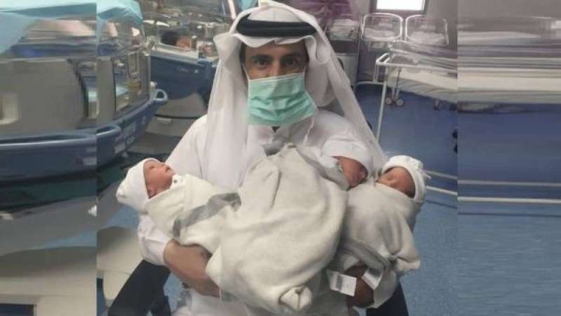 رجل يرزق بثلاث توائم_مصدر الصورة_وزارة الصحة السعودية 