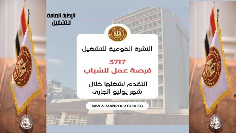وزارة العمل تعلن 3717 فرصة عمل للشباب في 13 محافظة