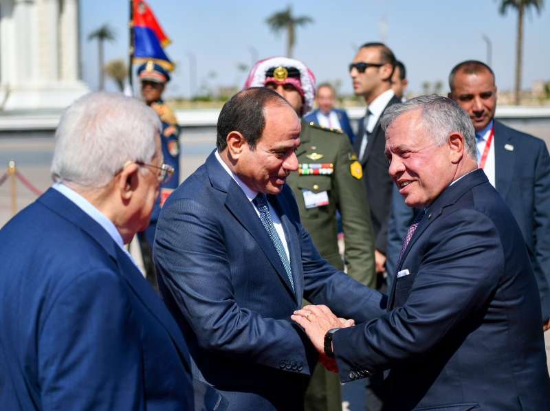 جانب من وداع الرئيس السيسي لنظيره الأردني والفلسطيني 