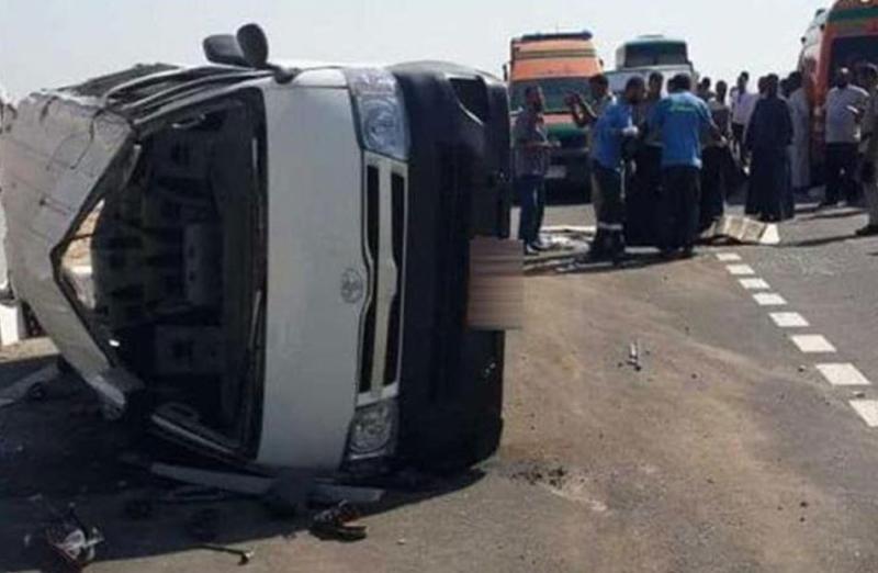 إصابة 11 شخصا في حادث سير بالمنيا