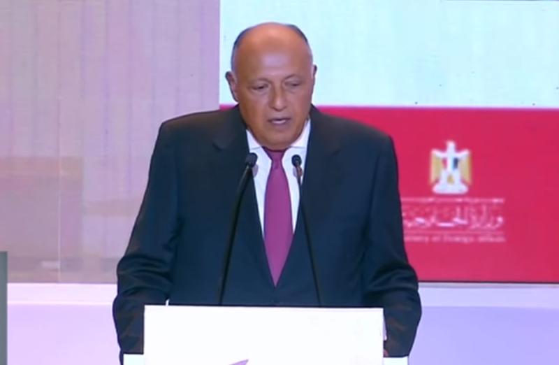 وزير الخارجية المصري خلال كلمته بالمؤتمر 