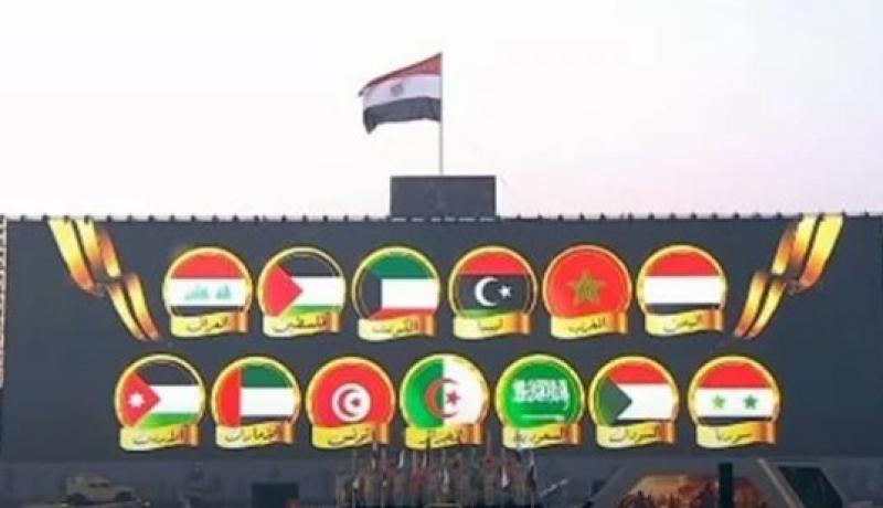 الرئيس السيسي يشهد عرض أعلام الدول العربية المشاركة بحرب أكتوبر خلال حفل الأكاديمية العسكرية