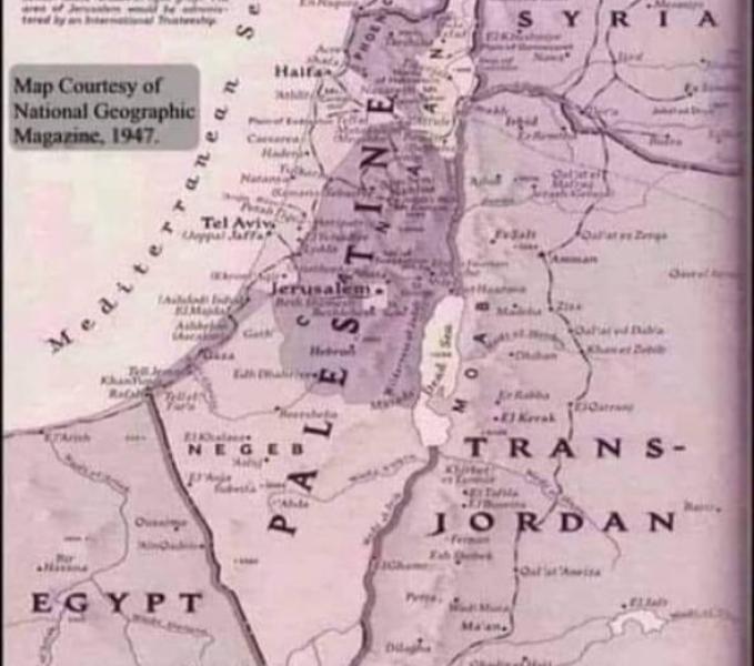 منذ عام 1947 لم يكن هناك إسرائيل.. رواد مواقع التواصل ينشرون خريطة قديمة لحدود فلسطين