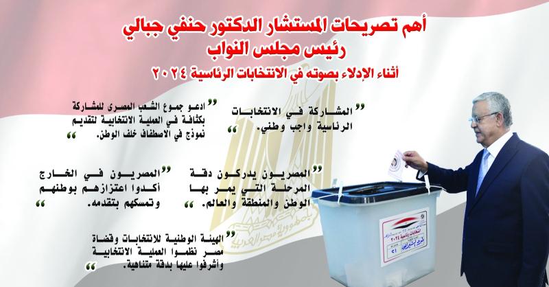 أبرز تصريحات رئيس النواب على هامش الإدلاء بصوته في الانتخابات الرئاسية