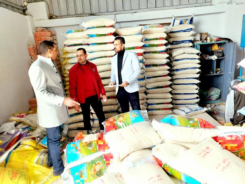 ضبط 10 أطنان أرز أبيض غير مدون عليها سعر البيع  في مركز أبو حمص بالبحيرة