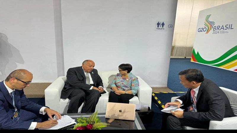 وزير الخارجية يلتقي نظيرته الإندونيسية على هامش اجتماع مجموعة العشرين