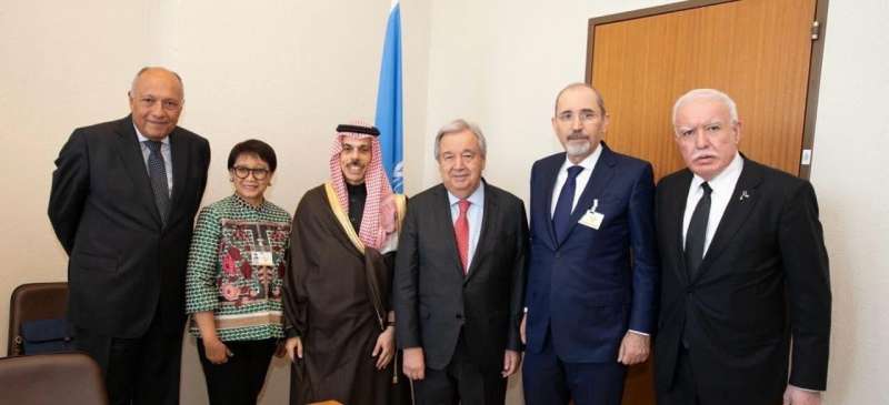 بيان مشترك لإجتماع وزراء خارجية اللجنة الوزارية المكلفة من القمة العربية الإسلامية المشتركة مع الأمين العام للأمم المتحدة
