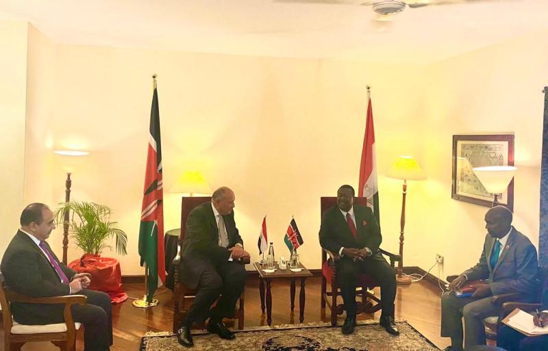 سامح شكري يلتقي رئيس مجلس الوزراء ووزير الشئون الخارجية والمغتربين في جمهورية كينيا
