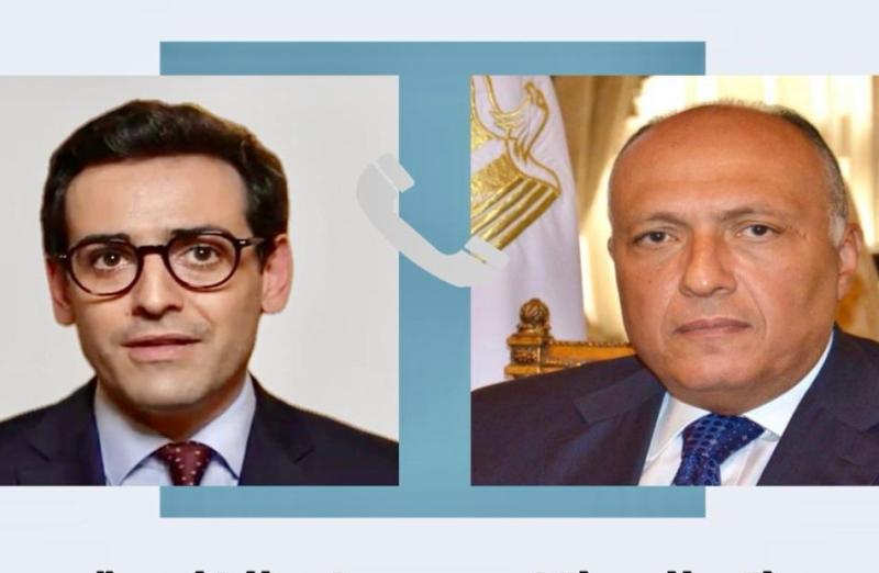وزير الخارجية المصري ونظيره الفرنسي 