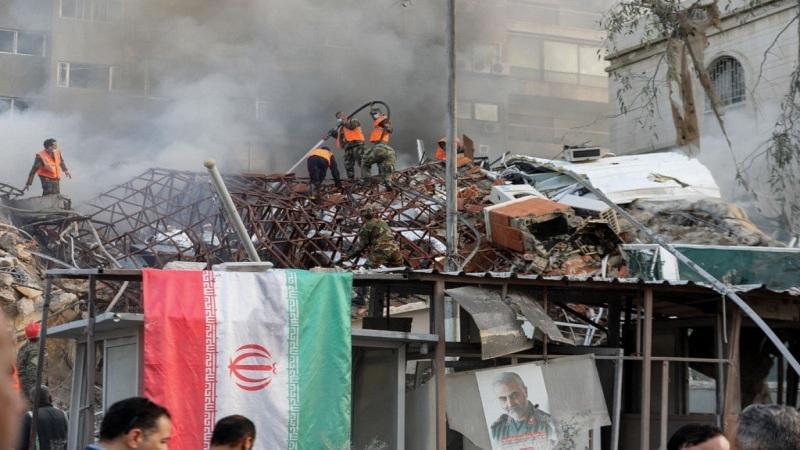 لقطات من قصف السفارة الإيرانية في دمشق