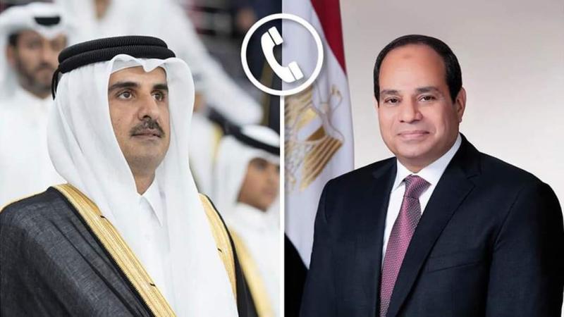 الرئيس السيسى يتلقى اتصالًا هاتفيًا من أمير قطر لبحث المستجدات في قطاع غزة