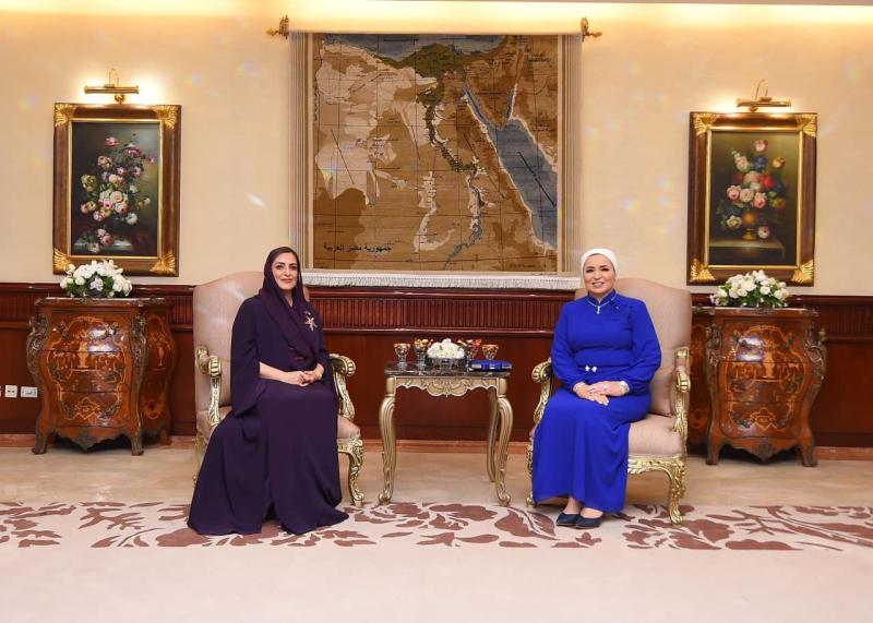 انتصار السيسي: سعيدة بلقاء ضيفة مصر العزيزة سيدة عمان الأولى