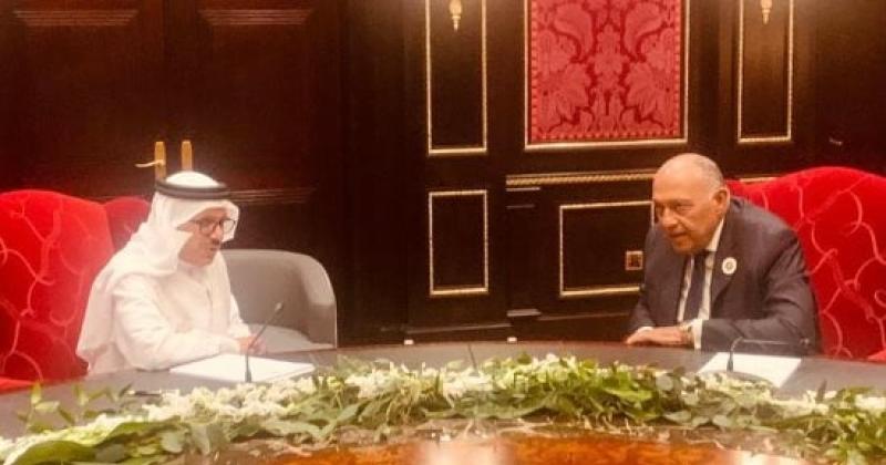 سامح شكري يبحث مع نظيره البحريني العلاقات الثنائية