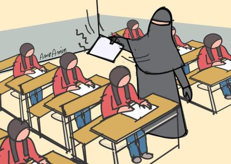 بلفتة إنسانية- أحد رسامي الكاريكاتير يكرم المعلمة أماني المنجوجي