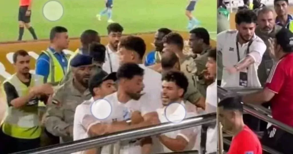 لحظة مشادة ثلاثي الزمالك مع فرد الأمن الإماراتي