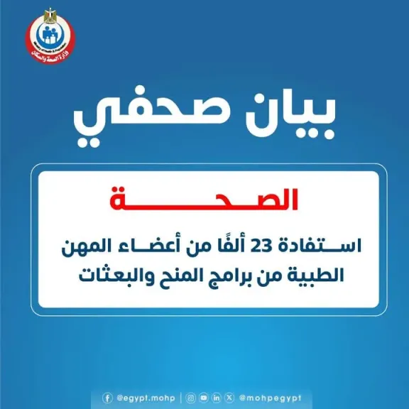 الصحة: استفادة 23 ألفًا من أعضاء المهن الطبية من برامج المنح والبعثات