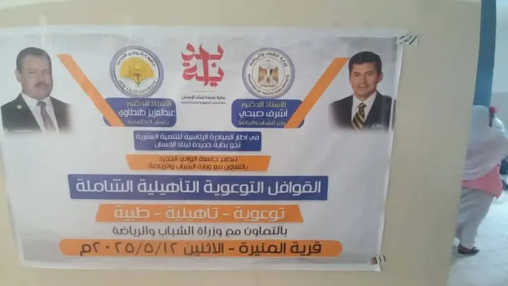 الشباب والرياضة: قطار القوافل التوعوية التأهيلية الشاملة يصل إلى محافظة الوادي الجديد