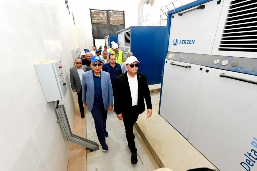 وزير الإسكان ومحافظ المنيا يتفقدان محطة معالجة صرف صحي برطباط بمركز مغاغة ضمن المبادرة الرئاسية ”حياة كريمة”