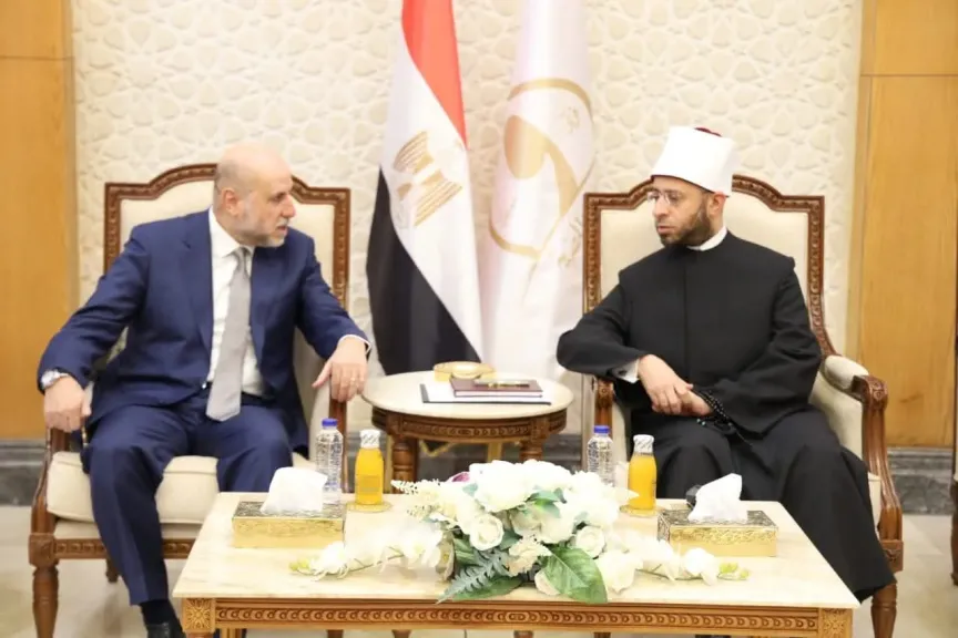 وزير الأوقاف يستقبل قاضي قضاة فلسطين ووزير الأوقاف الفلسطيني وعددًا من القضاة والعلماء الفلسطينيين بمسجد مصر بالعاصمة الإدارية