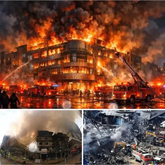  حريق مجمع  بلازا لأكثر 