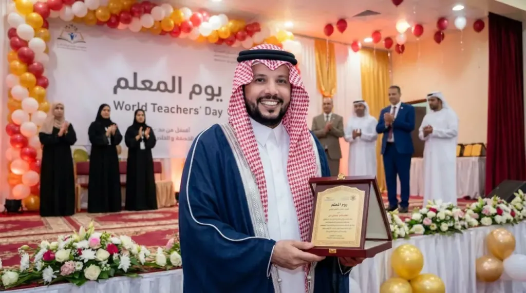 فهد الأحمدي يشارك في حفل يوم المعلّم تقديرًا لدور المعلّمين في بناء الأجيال