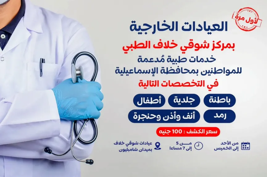 فتح العيادات الخارجية بمركز شوقي خلاف الطبي بالإسماعيلية 