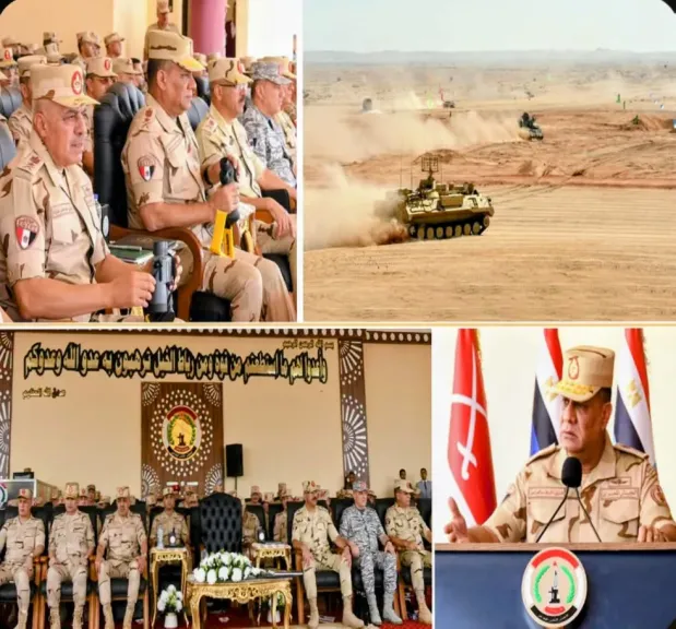 وزير الدفاع يشهد المرحلة الرئيسية للمشروع التكتيكي بجنود بالذخيرة الحية لإحدى وحدات الجيش الثاني الميداني