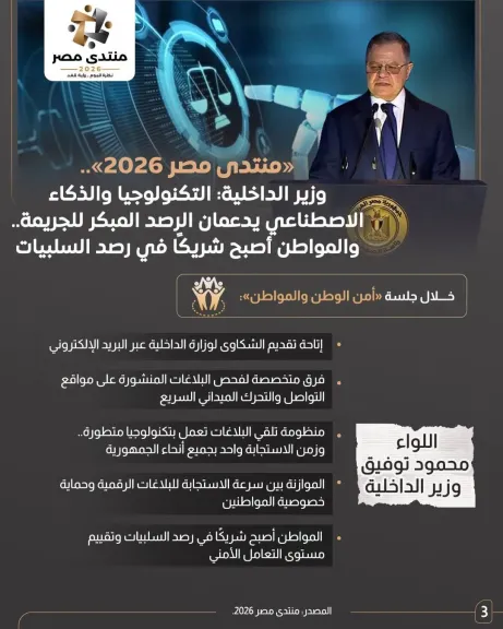 وزير الداخلية في ”منتدى مصر 2026”: نجحنا في القضاء على الإرهاب والتكنولوجيا والوعي أساس منظومتنا الحديثة