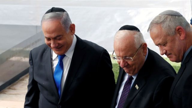 الرئيس الإسرائيلي ونتنياهو وبيني جانتس