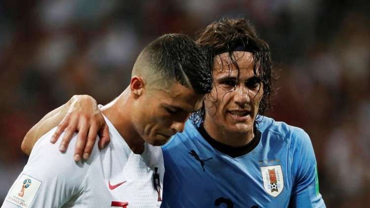 لقطة رائعة من كريستيانو رونالدو مع كافاني في مباراة الأوروجواي والبرتغال في كأس العالم2018